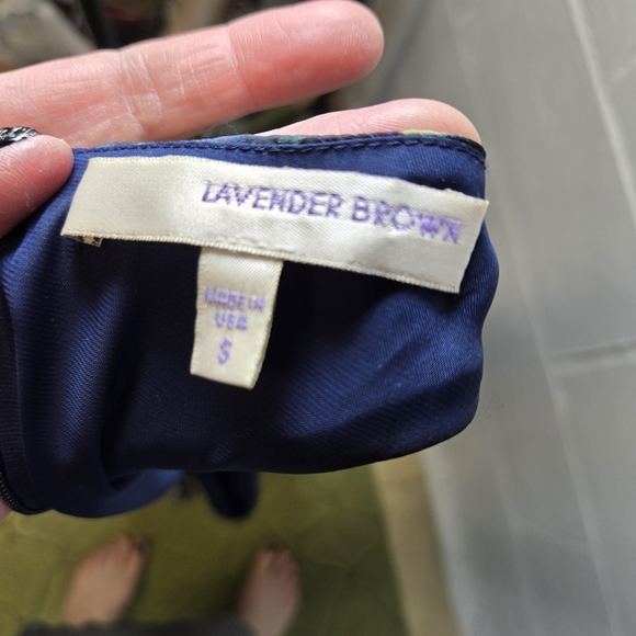 Lavender Brown Mosaic Scarf Print Racerback Tank Silk Dress - Picture 3 of 11